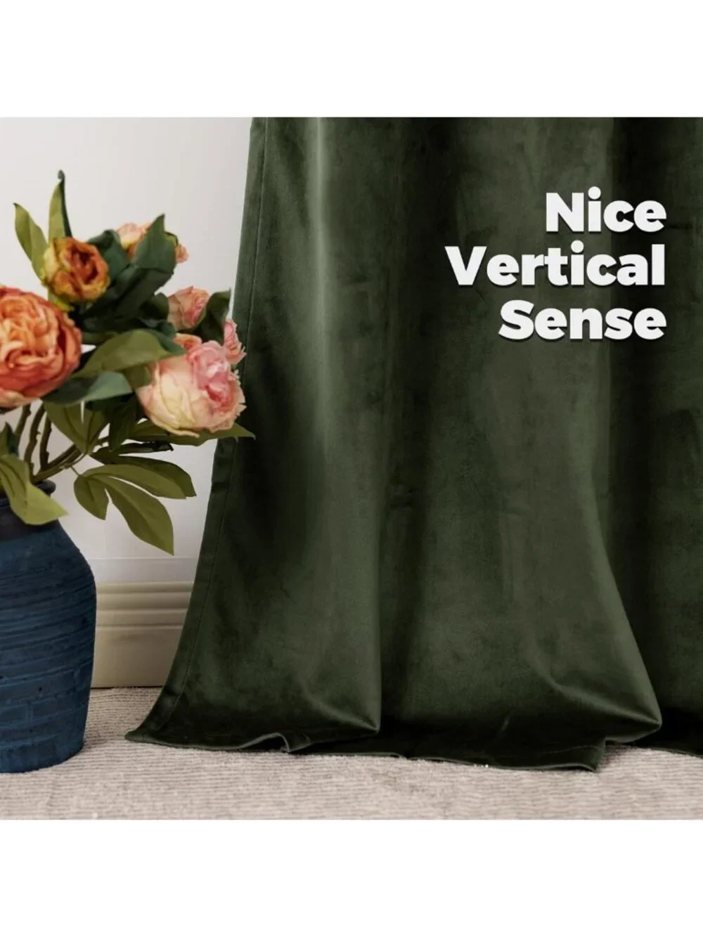 Olive Green Velvet Blackout Curtains, 52x84 Inch, Set of 2 Panels for Privacy